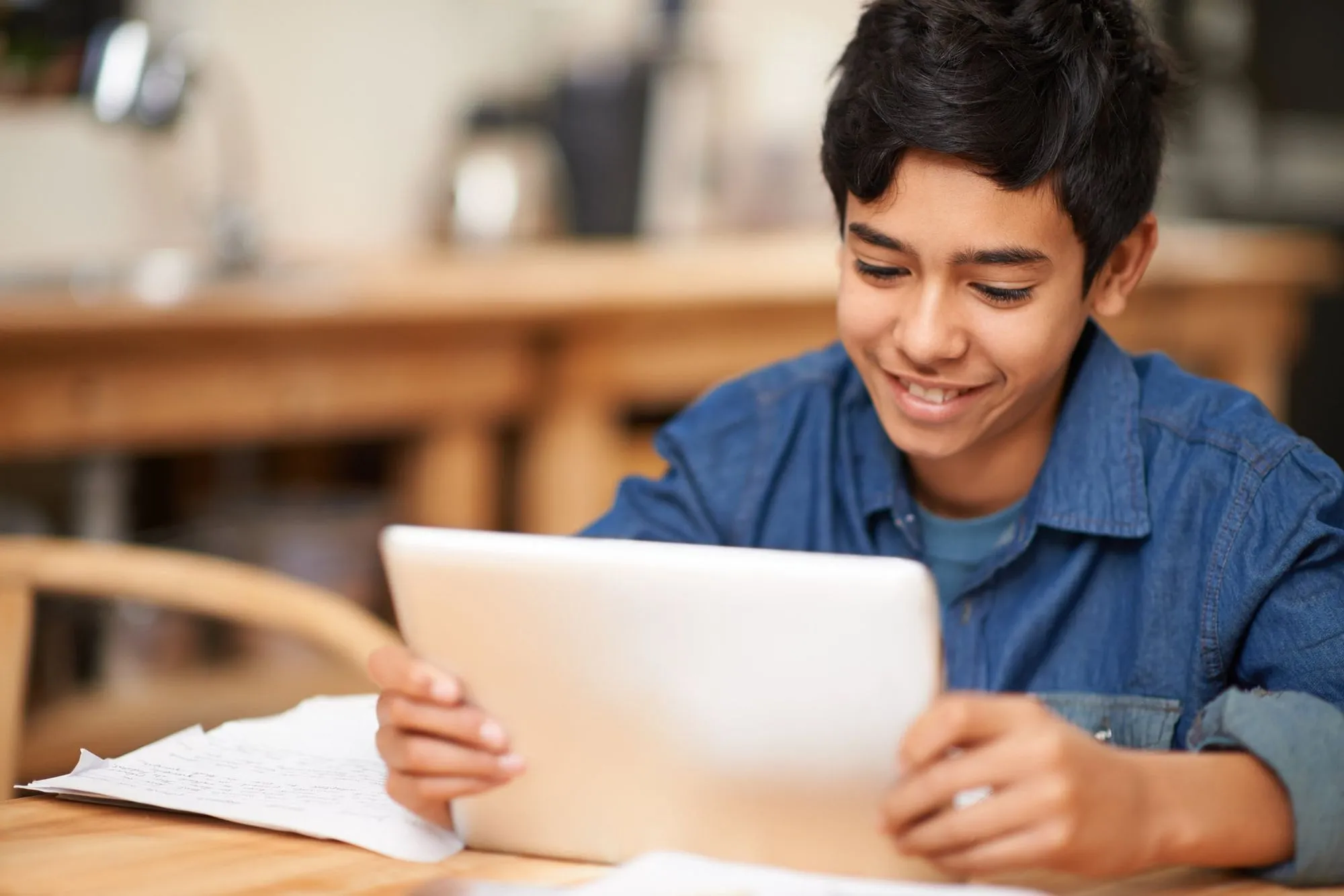 boy using tablet