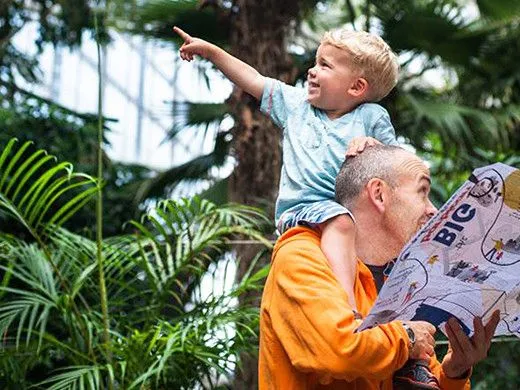 kid on dads shoulders at big barbican adventure