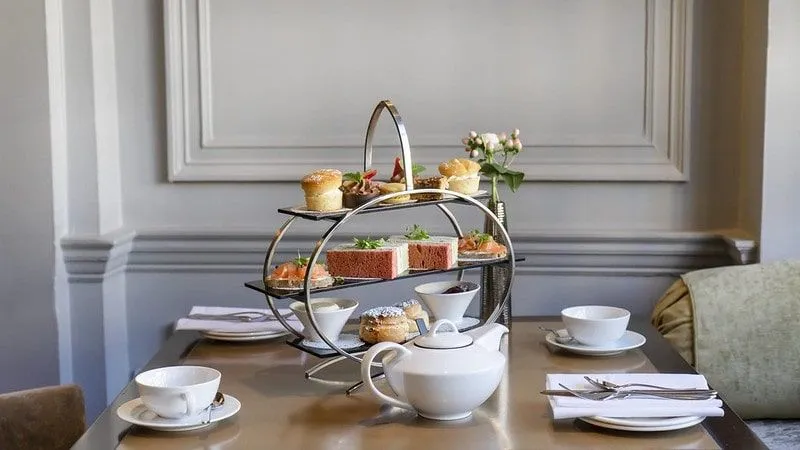 Pretty spread for afternoon tea for two at Windsor Castle Hotel.