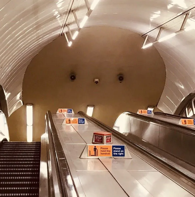 Giant gingerbread man at Leicester Square tube station.