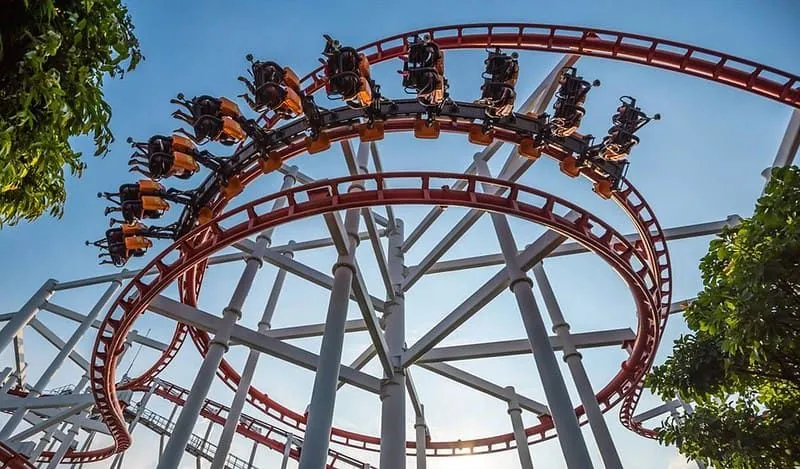 A roller coaster at a theme park. Image