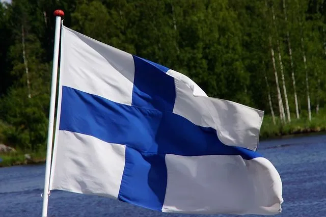 Flag of FInland waving 