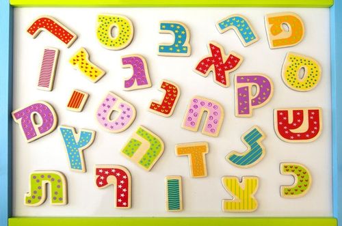 Hebrew alphabet letters and characters background