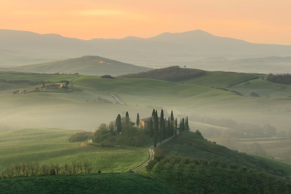 Visit the rolling hills of Tuscany.